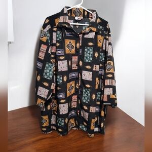 CST Studios Plus Size Button Down Woman Shirt size 3x Funky Artsy Indie Abstract